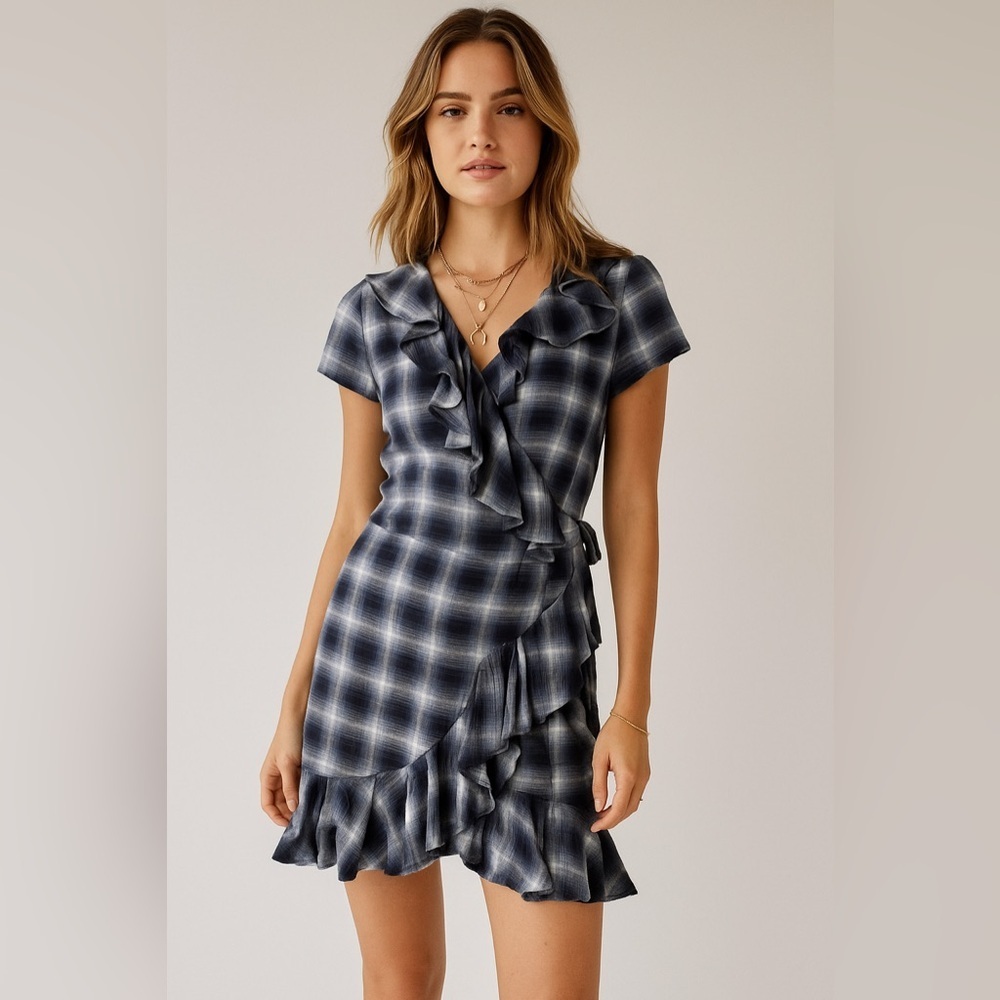Denim & Supply Ralph Lauren Women’s Plaid Ruffle Wrap Dress Sz Small Preppy